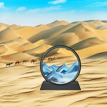 3D Moving Sand Art Picture round Glass Deep Sea Sandscape Hourglass Quicksand Craft Flowing Sand Painting Office Home Decor Gift