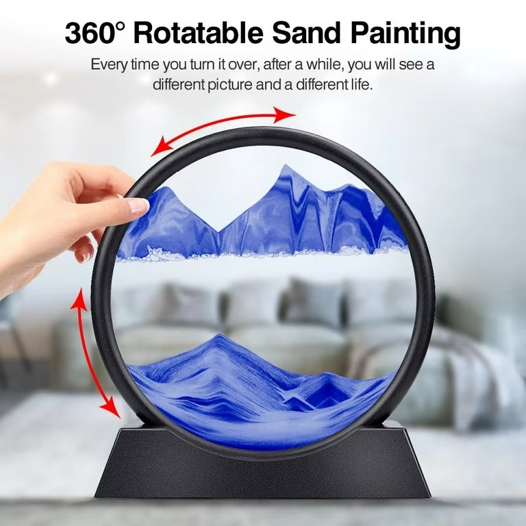 3D Moving Sand Art Picture round Glass Deep Sea Sandscape Hourglass Quicksand Craft Flowing Sand Painting Office Home Decor Gift