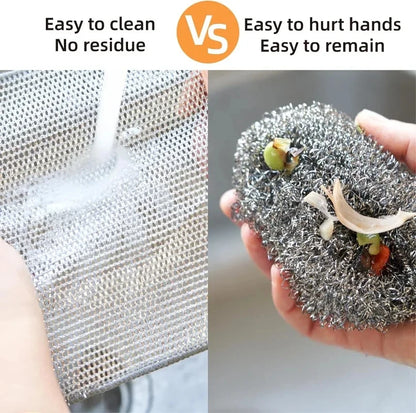 20/5Pcs Thickened Steel Wire Cleaning Cloth Non-Scratch Double-Layer Iron Microfiber Mesh Dishrag Washing Pot Rags Kitchen Towel