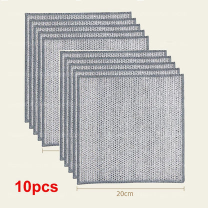 20/5Pcs Thickened Steel Wire Cleaning Cloth Non-Scratch Double-Layer Iron Microfiber Mesh Dishrag Washing Pot Rags Kitchen Towel